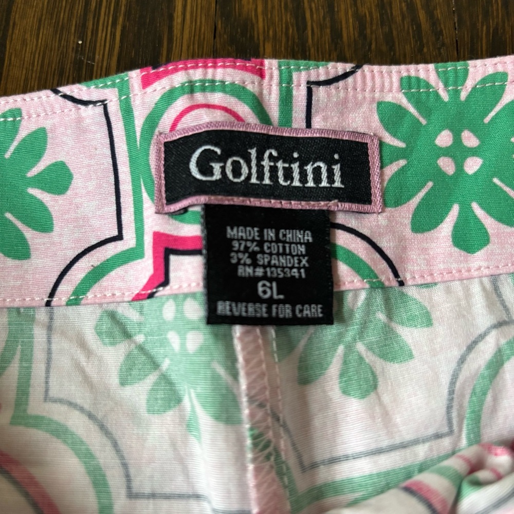 olftini womens golf skirt Mrs Bright side Long Size 6L Pink Green Pockets - Picture 7 of 8